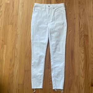 Madewell jeans sz 28 white 11” high rise skinny Inseam 28” raw edge great cond